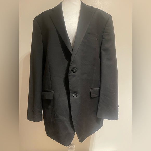 Lauren Ralph Lauren Men’s Black Wool Blazer Sport Coat Jacket 44R Two-Button - Picture 1 of 11